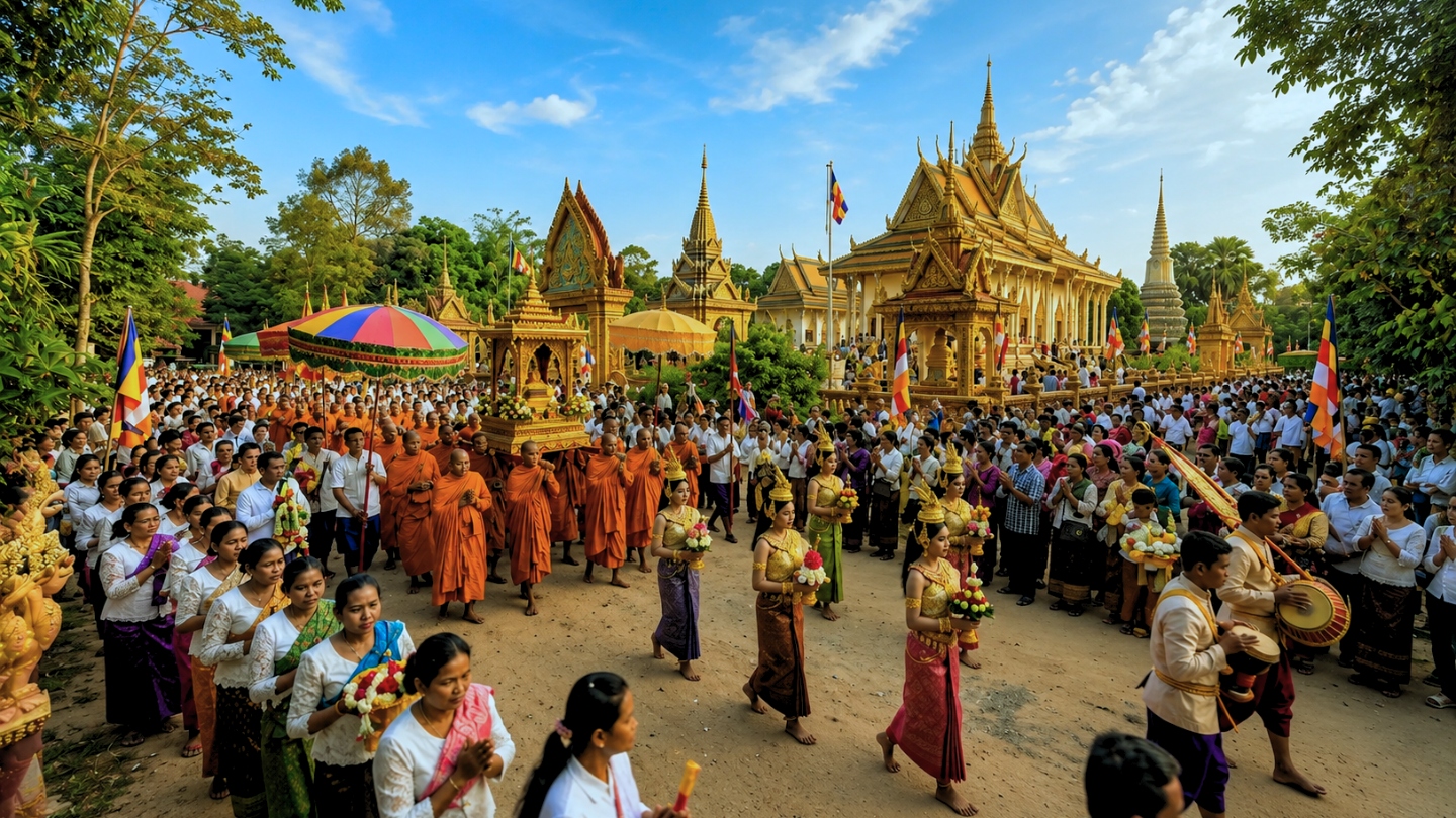 Bon Chol Vossa, een belangrijk boeddhistisch feest in Cambodja in juli