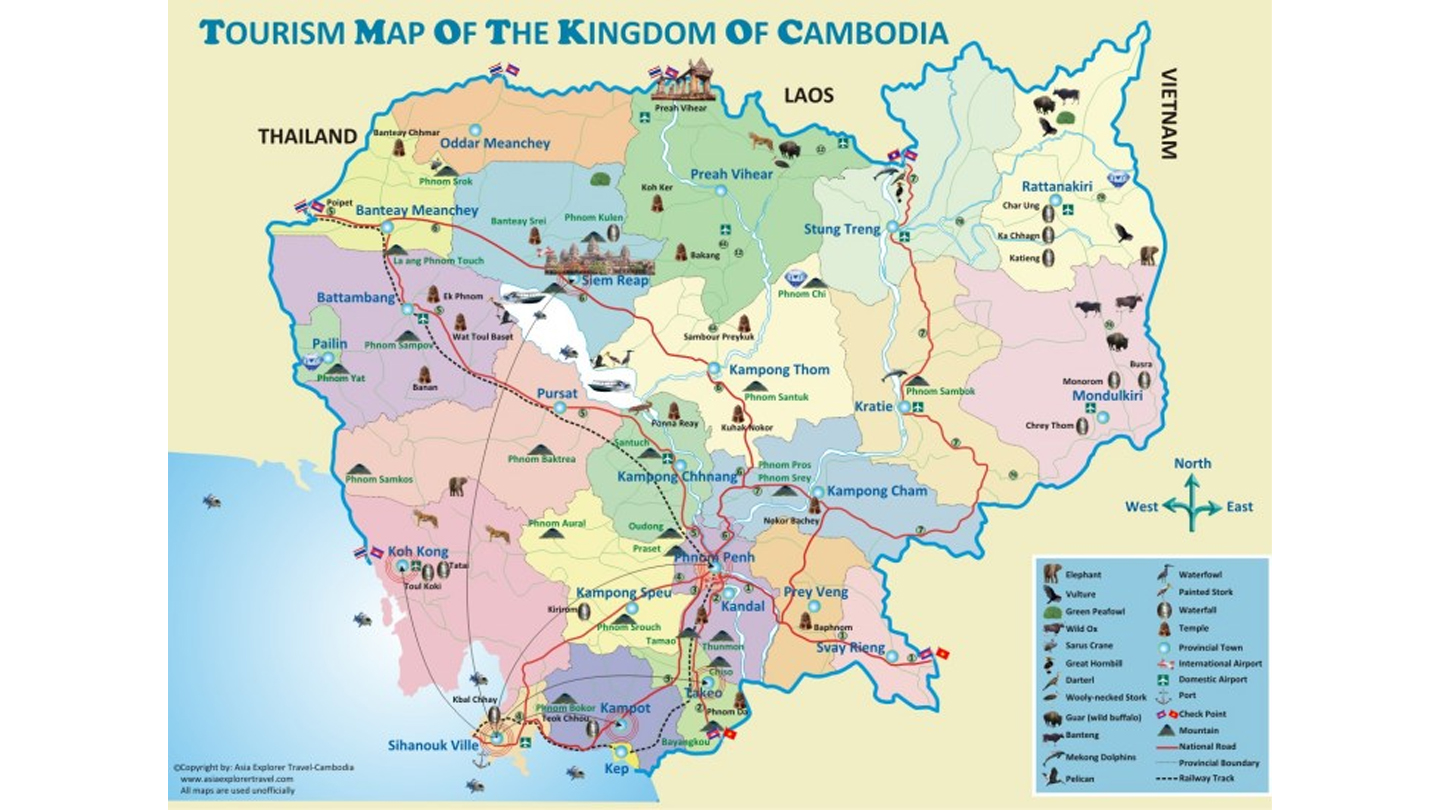 Kaart van Cambodja: nuttige informatie voor reizigers