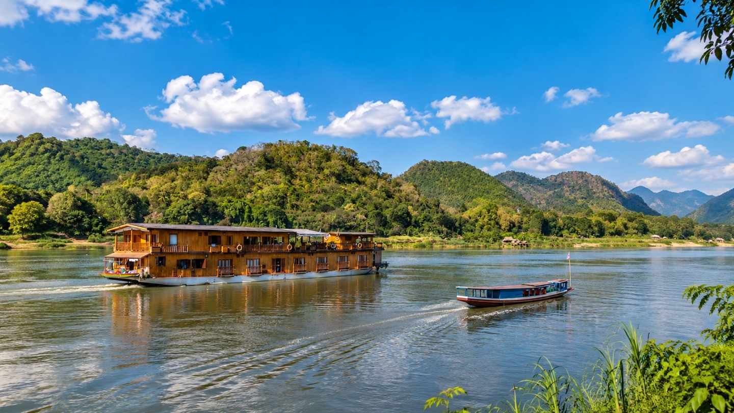 Zonsondergang bewonderen tijdens een boottocht in Luang Prabang