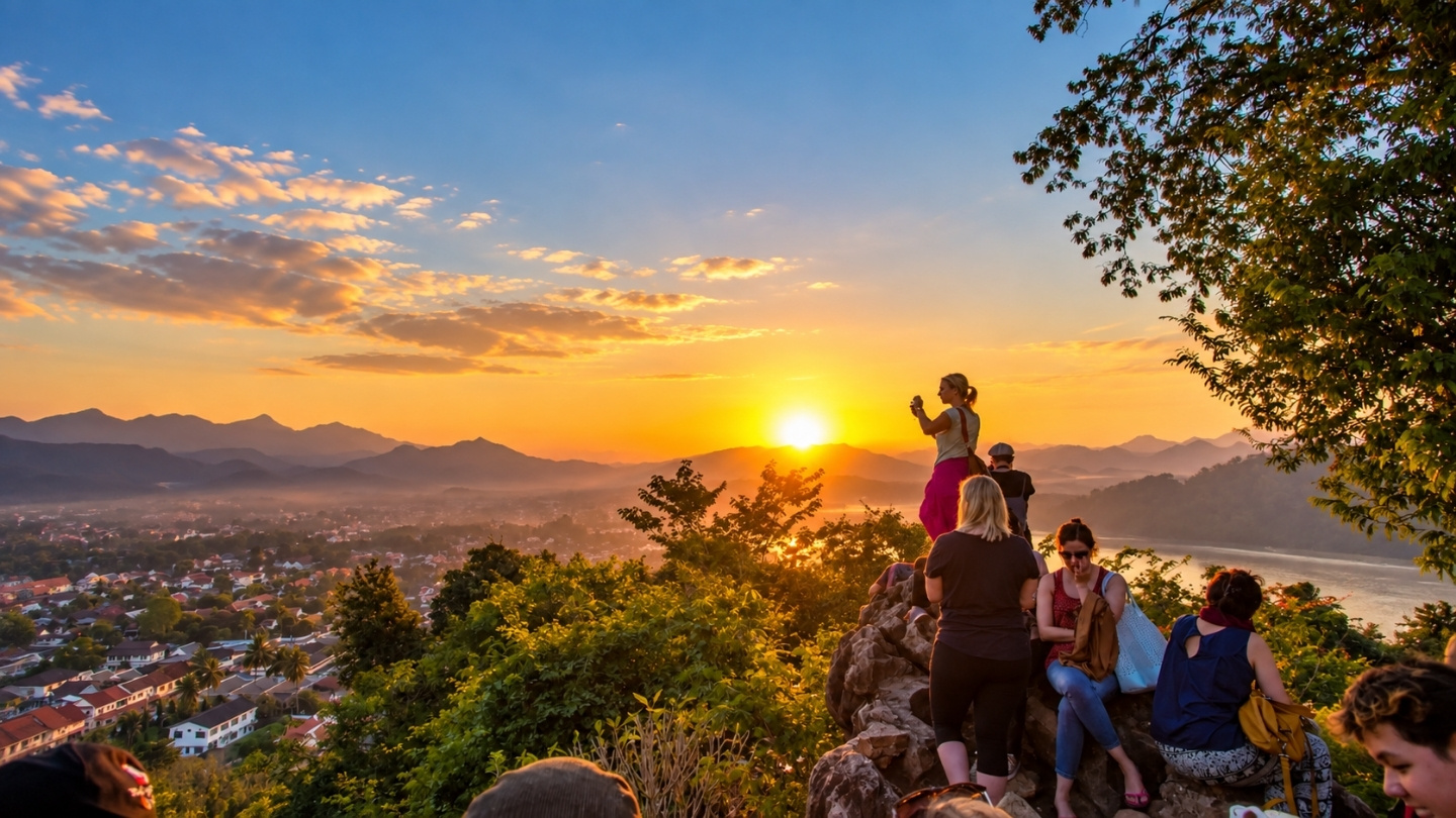 Een panoramisch uitzicht over Luang Prabang vanaf Mount Phousi