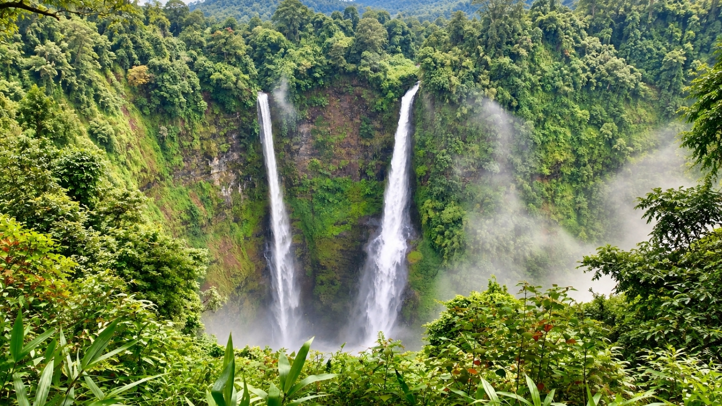 Majestueuze Tad Fane-waterval op het Bolavenplateau