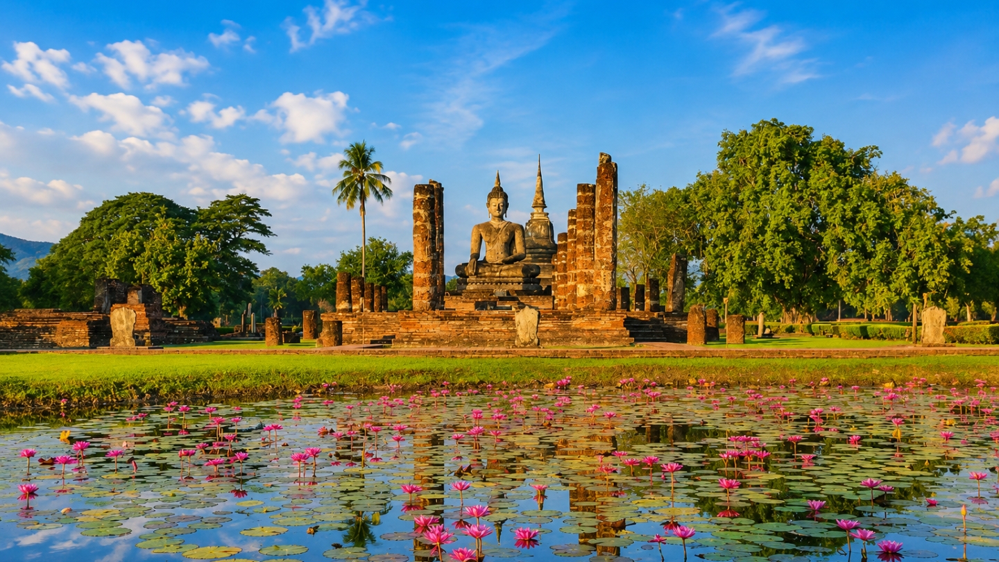 Een bezoek aan Wat Mahathat tijdens het reizen naar Thailand in augustus