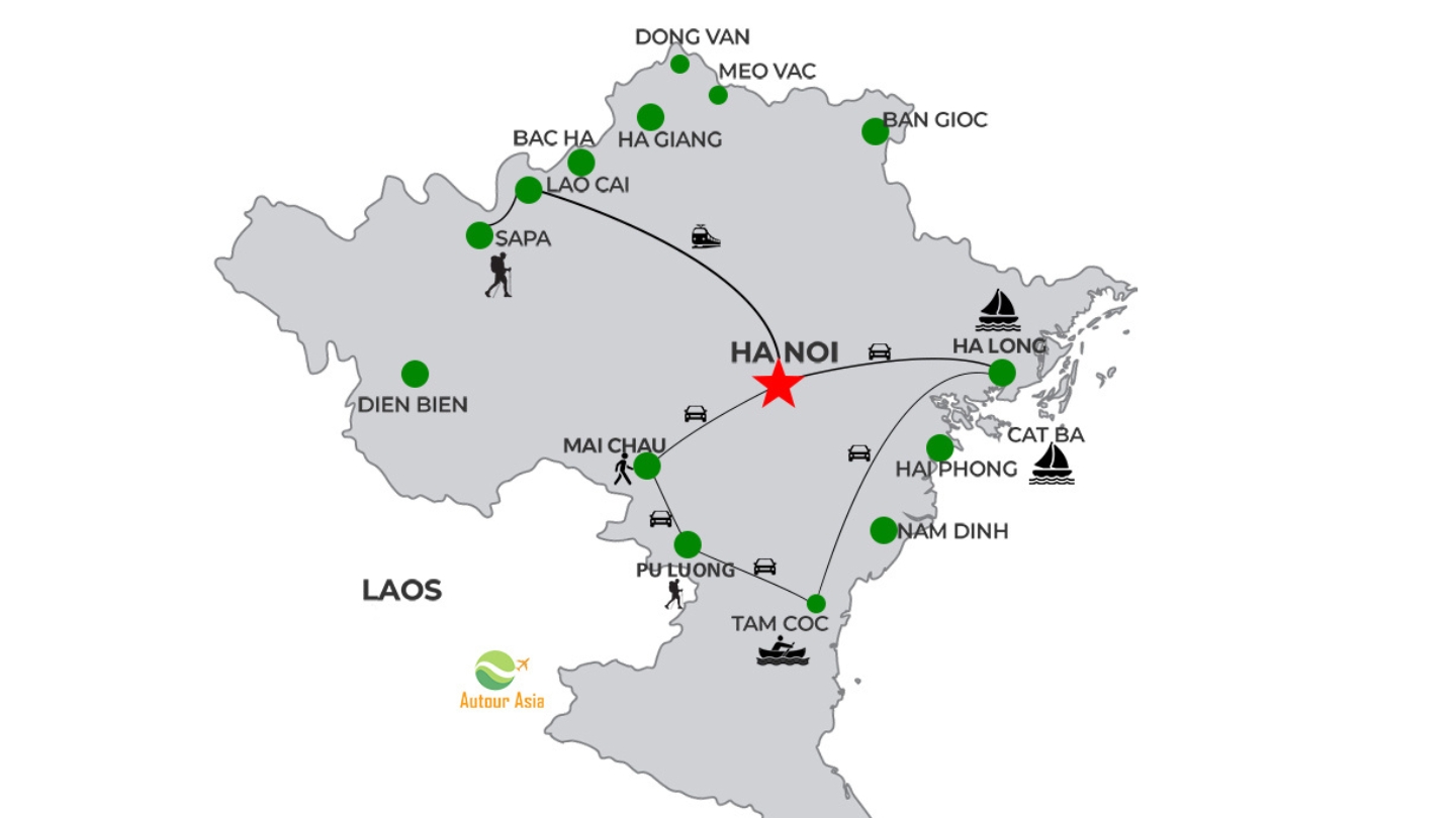 Je kunt de trekkingroutes in Noord-Vietnam bekijken