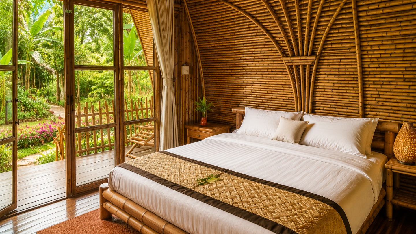 Authentiek verblijf in een kamer van Bamboo Eco Village