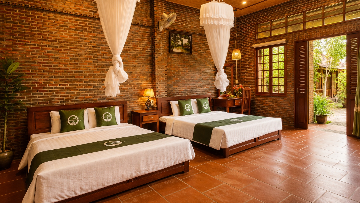 Kamer met Mekong-charme bij Mekong Rustic Can Tho Hideaway